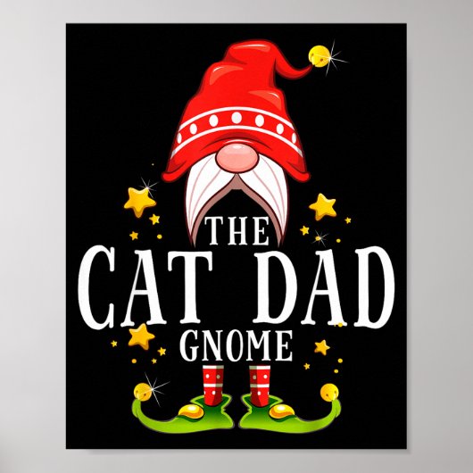 The Cat Dad Gnome Christmas Matching For Men Women Poster (Voorkant)