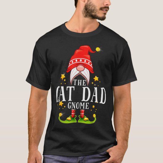 The Cat Dad Gnome Christmas Matching For Men Women T-shirt (Voorkant)