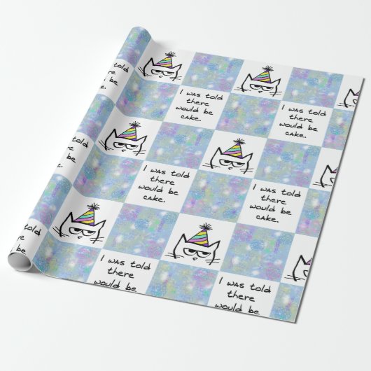 The Cat Hates Birthdays - Funny Cat Cadeaupapier (Uitgerold)