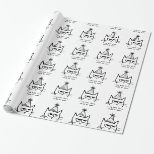 The Cat Hates Birthdays - Funny Cat Wrapping Paper Cadeaupapier