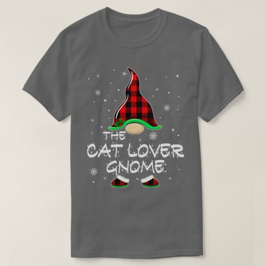 The Cat Lover Gnome Buffalo Plaid Matching Family  T-shirt (Design voorkant)