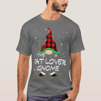 The Cat Lover Gnome Buffalo Plaid Matching Family  T-shirt