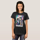 The Cat Lover Skelet Tarot Kaart T-shirt (Voorkant volledig)