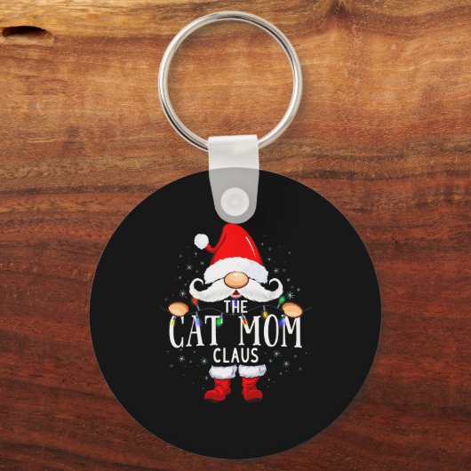 The Cat Mom Claus Christmas Matching Pajama Men Wo Sleutelhanger (Voorkant)