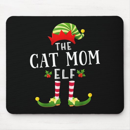 The Cat Mom Elf Christmas Matching Pajama Men Wome Muismat (Voorkant)