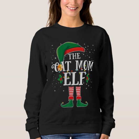 The Cat Mom Elf Family Group Matching Christmas Pa Trui (Voorkant)