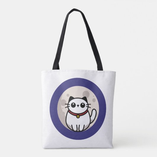 The Cat on The Moon Bag Tote Bag (Achterkant)