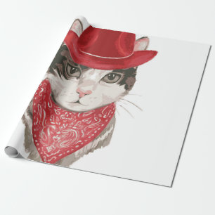 The cat vintageel drawing pattern with a hatanimal cadeaupapier