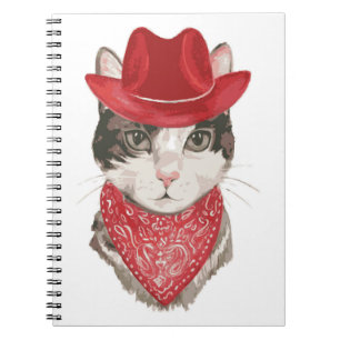 The cat vintageel drawing pattern with a hatanimal notitieboek