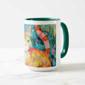 The Cat with Striking Green Eyes in Flower Garden Mok (Voorkant rechts)