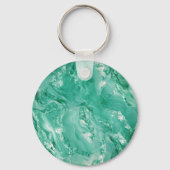 The Cat with Striking Green Eyes in Flower Garden Sleutelhanger (Achterkant)