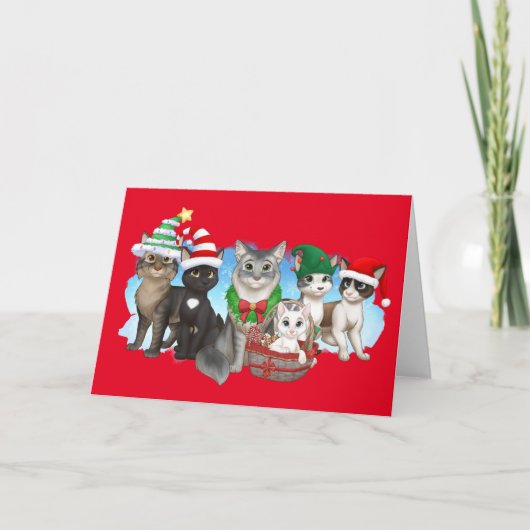 The Cats and Crew Christmas Kaart 5" x 7" (Voorkant)
