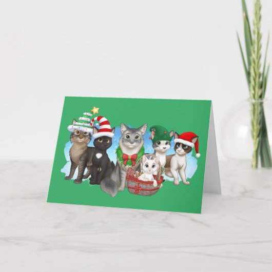 The Cats and Crew Christmas Kaart 5" x 7" (Voorkant)