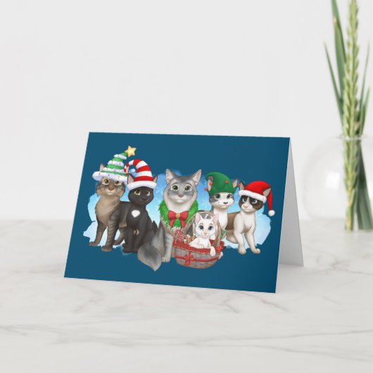 The Cats and Crew Christmas Kaart 5" x 7" (Voorkant)