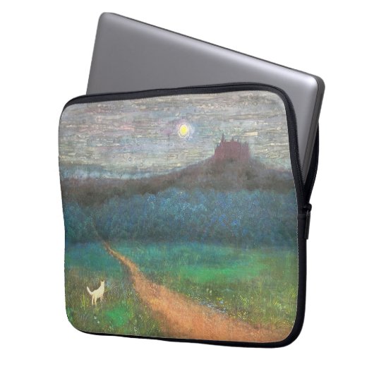 The Cat's Midnight Journey Laptop Sleeve (Voorkant Links)