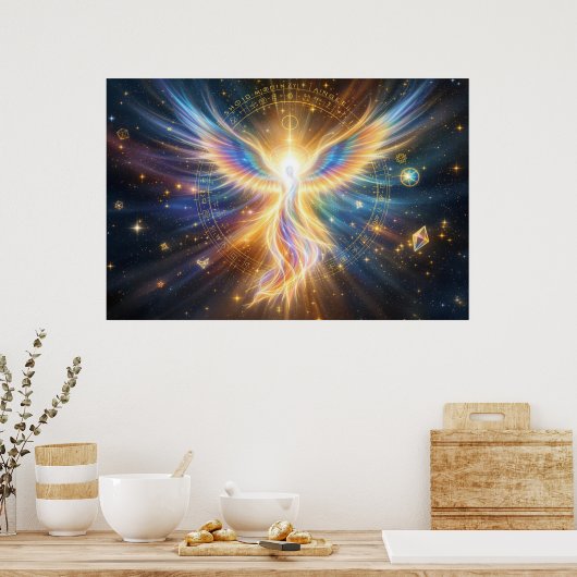 The Celestial Phoenix: Guardian of Ancient Wisdom Poster (Keuken)