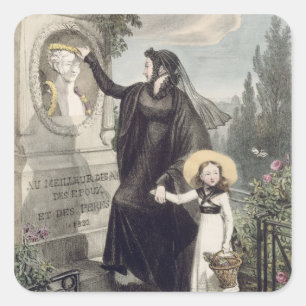 The Cemetery of Pere Lachaise, gedrukt door Charle Vierkante Sticker