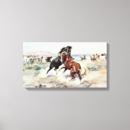 The Challenge (Paarden vechten in het Amerikaanse Canvas Afdruk