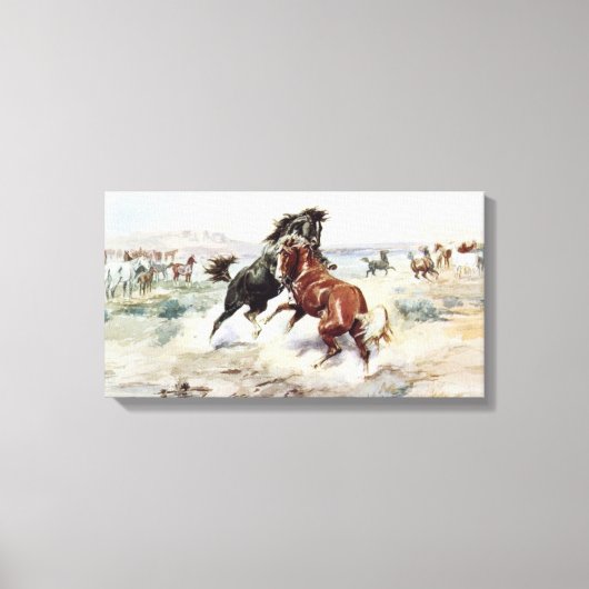 The Challenge (Paarden vechten in het Amerikaanse Canvas Afdruk (Voorkant)