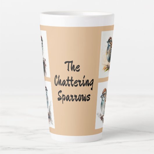 The Chattering Sparrows - Mahjong Referentie Latte Mok (Voorkant)
