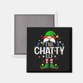 The Chatty Elf Christmas Family Pajama Party  Magneet (Voorkant / Achterkant)