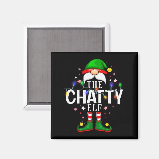 The Chatty Elf Christmas Family Pajama Party  Magneet (Voorkant / Achterkant)