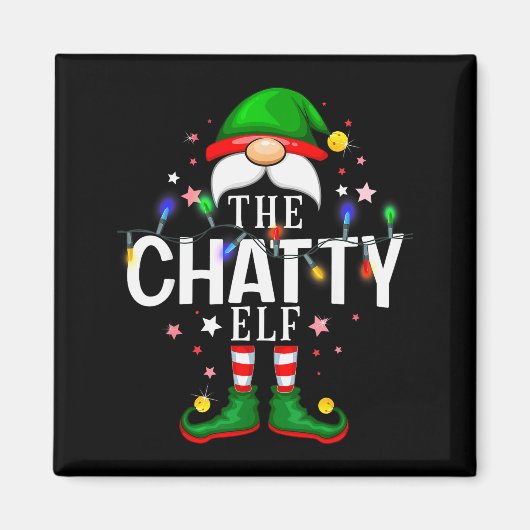 The Chatty Elf Christmas Family Pajama Party  Magneet (Voorkant)
