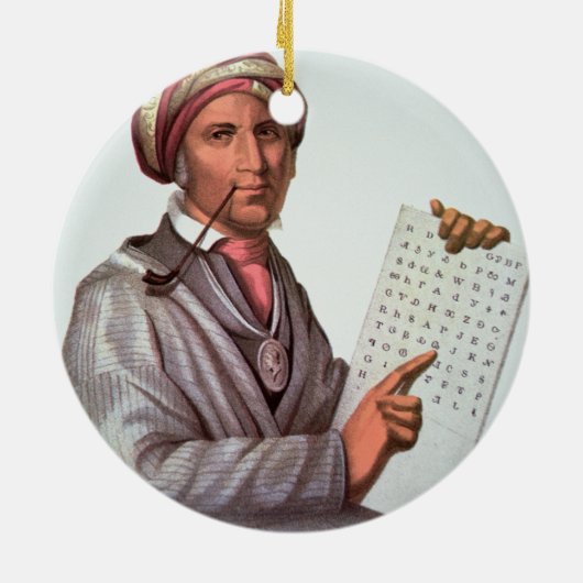 The Cherokee Scholar, Sequoyah (1776-1843) (kleur) Keramisch Ornament (Achterkant)