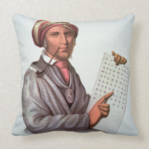 The Cherokee Scholar, Sequoyah (1776-1843) (kleur) Kussen