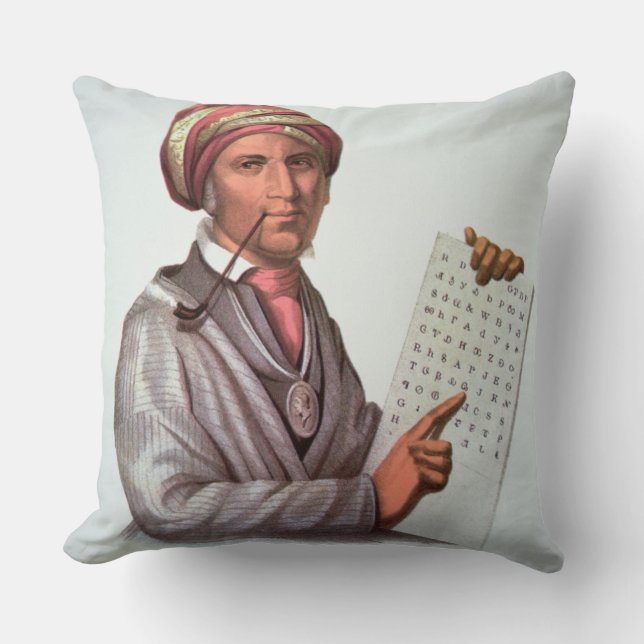 The Cherokee Scholar, Sequoyah (1776-1843) (kleur) Kussen (Voorkant)