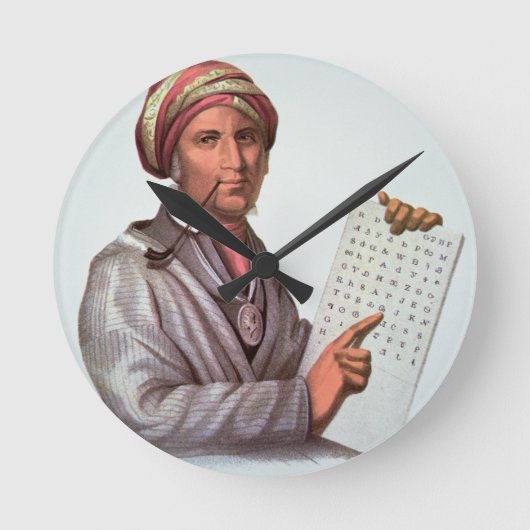 The Cherokee Scholar, Sequoyah (1776-1843) (kleur) Ronde Klok (Voorkant)