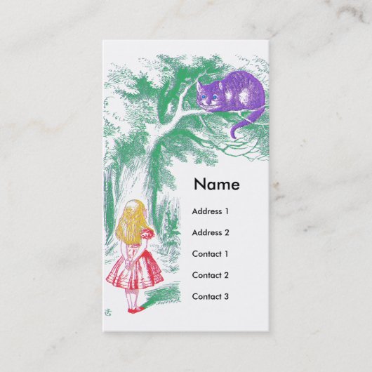 "The Cheshire Cat" uit "Alice in Wonderland" Visitekaartje (Voorkant)