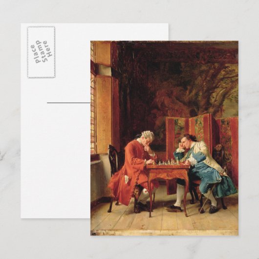 The Chess Players, 1856 Briefkaart (Voorkant / Achterkant)