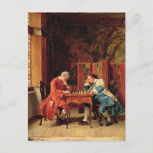 The Chess Players, 1856 Briefkaart (Voorkant)