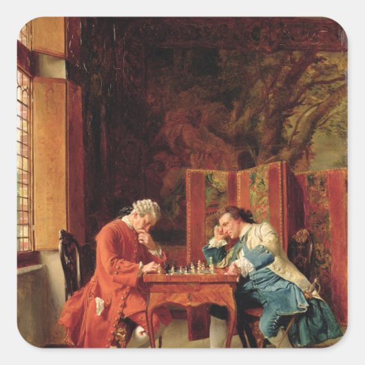 The Chess Players, 1856 Vierkante Sticker (Voorkant)