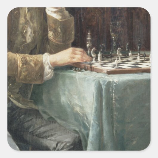 The Chess Players, 1887 Vierkante Sticker (Voorkant)