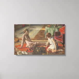 The Chess Players (door John Lavery) Canvas Afdruk
