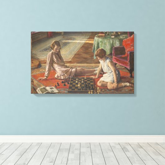 The Chess Players (door John Lavery) Canvas Afdruk (Insitu (Houten vloer))