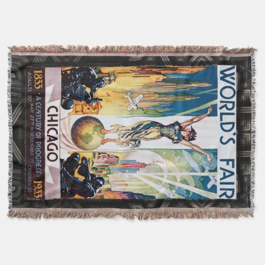 The Chicago World's Fair 1933 Vintage Poster Deken (Voorkant)