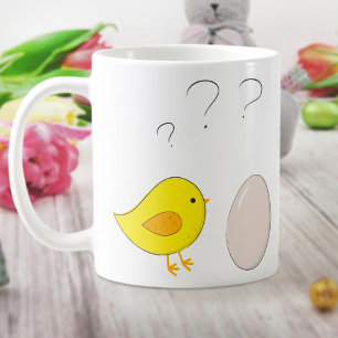 The Chicken or the Egg Schattigee Paas Cartoon Gra Koffiemok