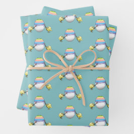 The chickens paint a beautiful Easter egg Inpakpapier Vel