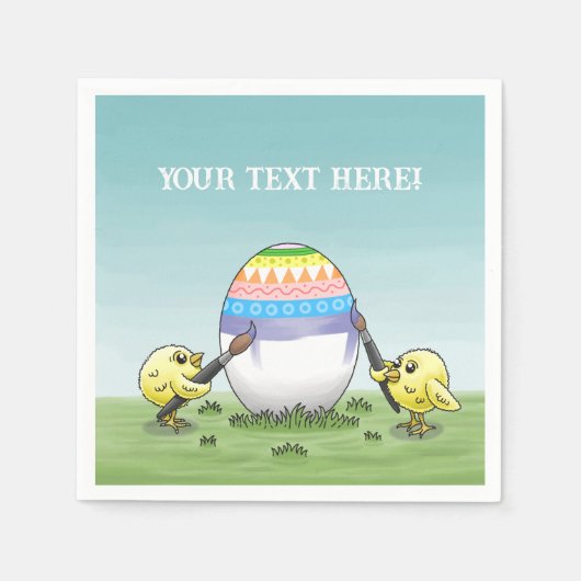 The chickens paint a colorful Easter egg Servet (Voorkant)