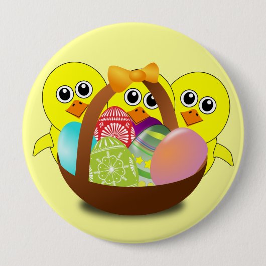 The Chicks Easter Basket - Ronde Button 4,0 Cm (Voorkant)