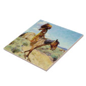 “The Chief” Westerse kunst van W Herbert Dunton Tegeltje (Zijkant)