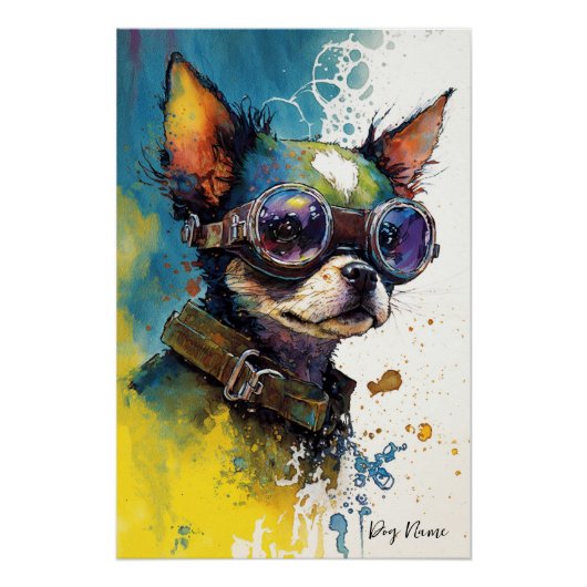 The Chihuahua Dog With Sunglasses - Composition002 Perfect Poster (Voorkant)
