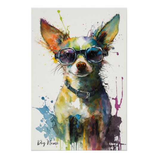 The Chihuahua Dog With Sunglasses - Composition007 Perfect Poster (Voorkant)