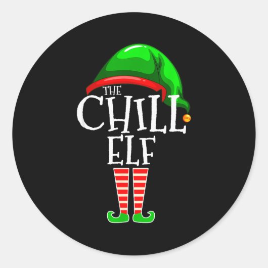 The Chill Elf Family Matching Group Christmas Gift Ronde Sticker (Voorkant)