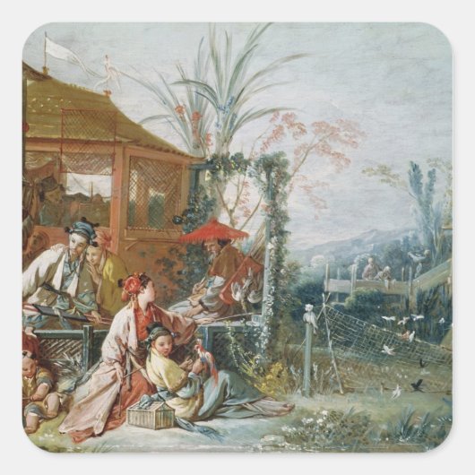 The Chinese Hunt, c.1742 Vierkante Sticker (Voorkant)