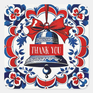 The Christmas Bell and the Mysterious Guest Vierkante Sticker