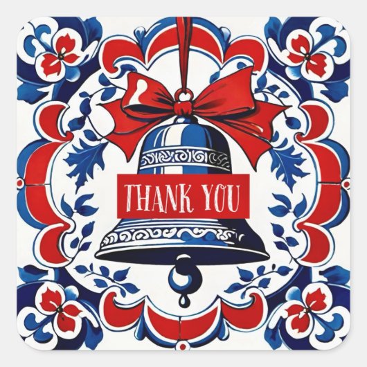 The Christmas Bell and the Mysterious Guest Vierkante Sticker (Voorkant)